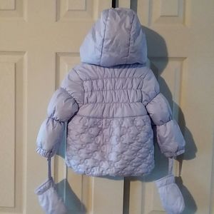 LONDON FOG Girls Hooded Puffer Jacket with Mittens